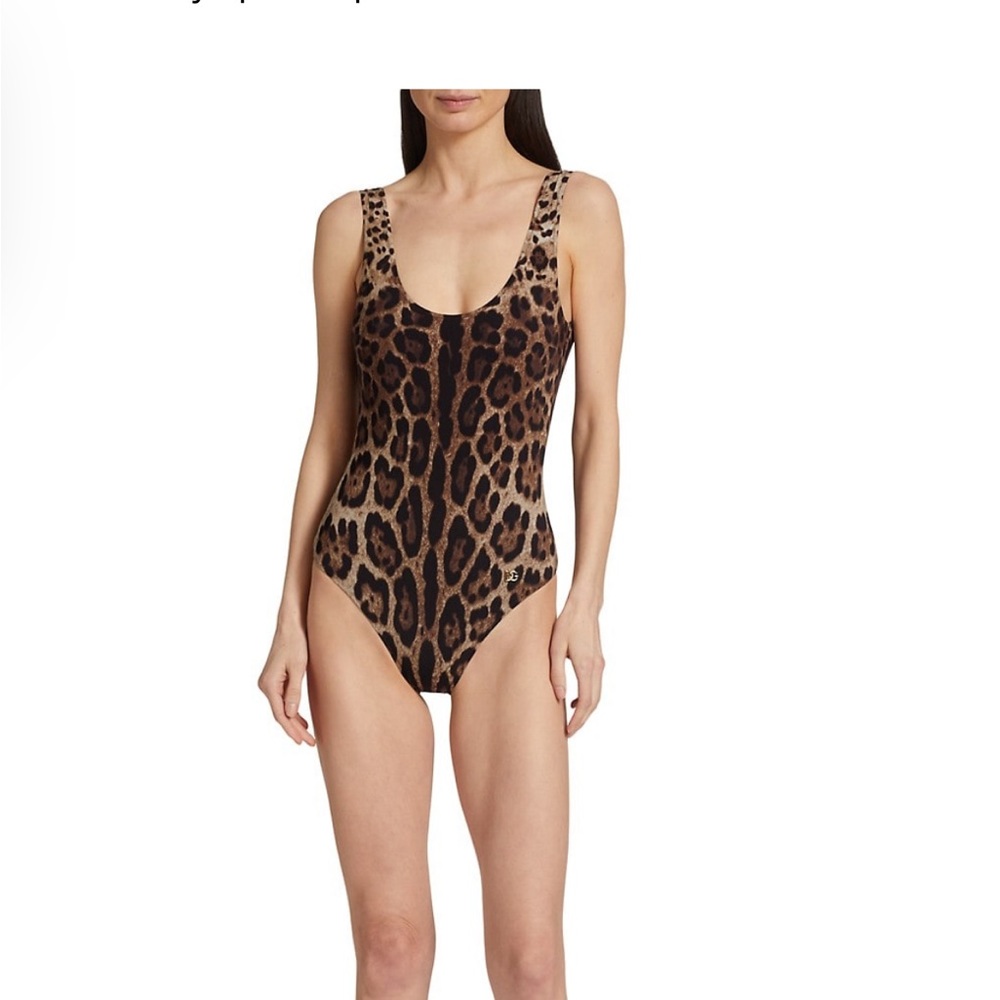 Dolce & Gabbana Olympic Leopard-Print One-Piece Swimsuit size 3